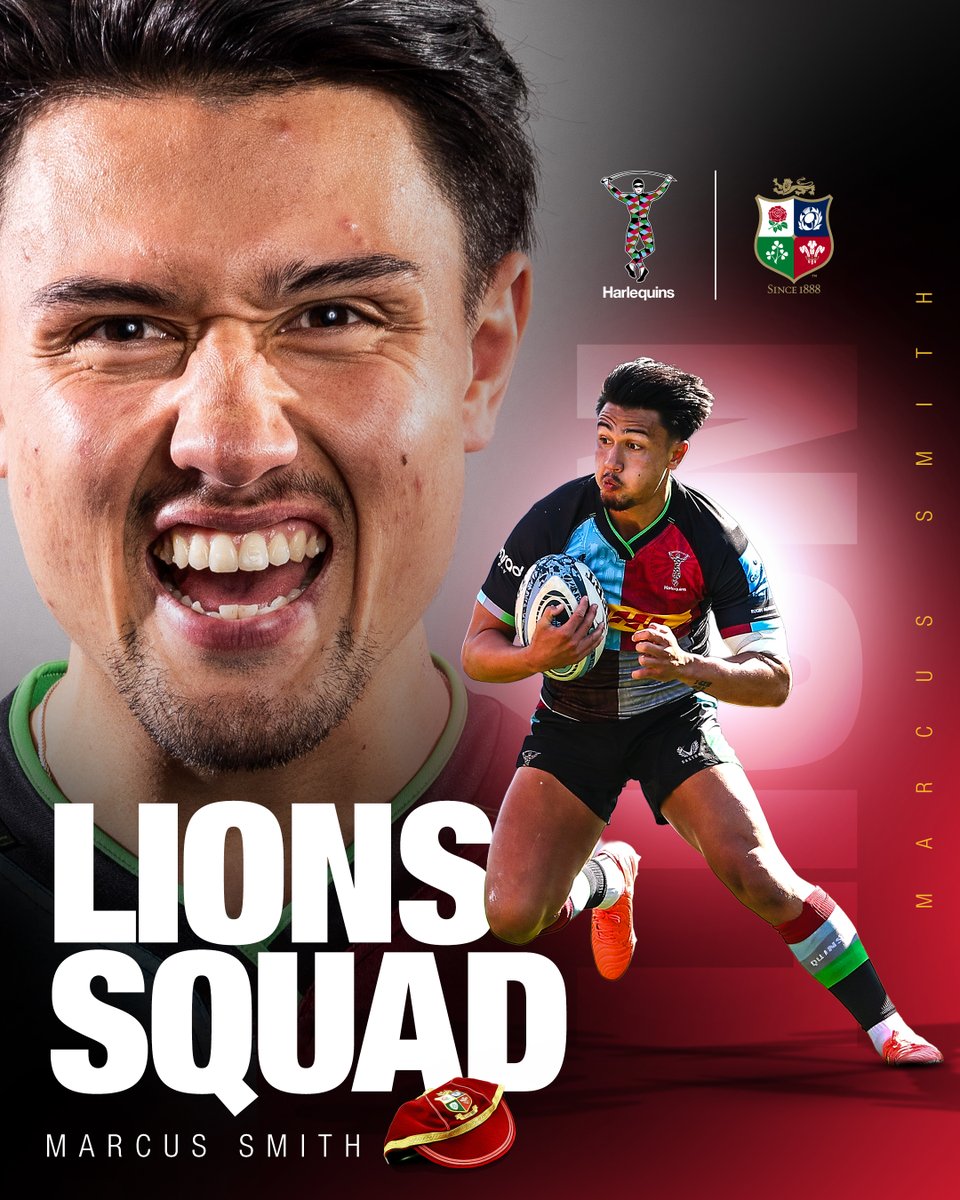 Harlequins 🃏 (@harlequins) on Twitter photo Australia awaits 🇦🇺
We’re thrilled <a href="/MarcuSmith10/">Marcus Smith</a> has been named in the 2025 <a href="/lionsofficial/">British & Irish Lions</a> squad 🦁
Go make us proud ❤️
#COYQ | #Lions2025 | #WeGoBeyond Australia awaits 🇦🇺
We’re thrilled <a href="/MarcuSmith10/">Marcus Smith</a> has been named in the 2025 <a href="/lionsofficial/">British & Irish Lions</a> squad 🦁
Go make us proud ❤️
#COYQ | #Lions2025 | #WeGoBeyond