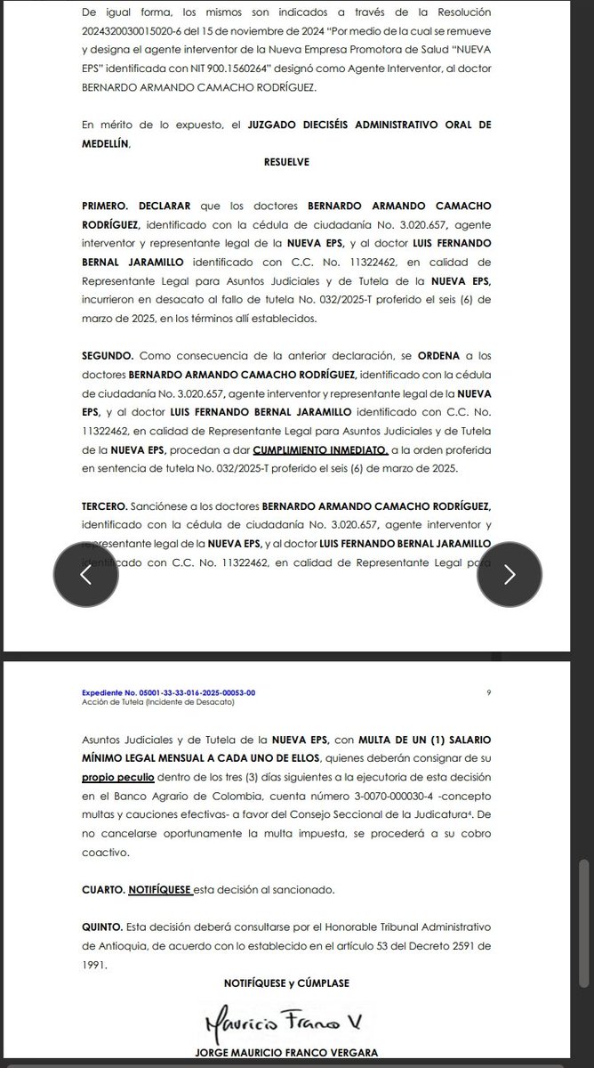 eleonto's tweet photo. @BernardoArCa @NuevaEPS_ @Supersalud @giovannyrubiano @Marianiniecheve @giovannyrubiano Jhon Ruiz lleva mas de 4 meses esperando cita de urología  para corrección de formula medica para el tratamiento de cancer de próstata y no ha sido posible que @NuevaEPS_ la asigne, aun teniendo fallo de tutela e incidente de desacato en contra de @BernardoArCa https://t.co/oGE65YgaeS