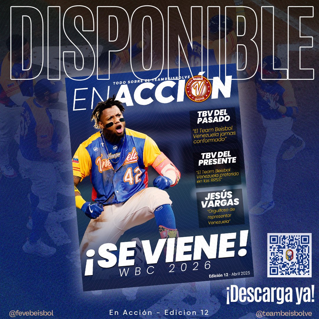 Team Beisbol Venezuela (@teambeisbolve) on Twitter photo 📚 ¡DISPONIBLE!
•
La más reciente entrega del magazine #TBV en acción y el #Comic disponibles en este enlace ➡️ fevebeisbol.org/ve/magazine/
•
Edición especial del <a href="/WBCBaseball/">World Baseball Classic</a>
2026 también usando el código QR
•
#AbrazaTuBandera 🇻🇪
#LaQueNosVuelveLocos ⚾
#LaQueNosUneATodos 📚 ¡DISPONIBLE!
•
La más reciente entrega del magazine #TBV en acción y el #Comic disponibles en este enlace ➡️ fevebeisbol.org/ve/magazine/
•
Edición especial del <a href="/WBCBaseball/">World Baseball Classic</a>
2026 también usando el código QR
•
#AbrazaTuBandera 🇻🇪
#LaQueNosVuelveLocos ⚾
#LaQueNosUneATodos
