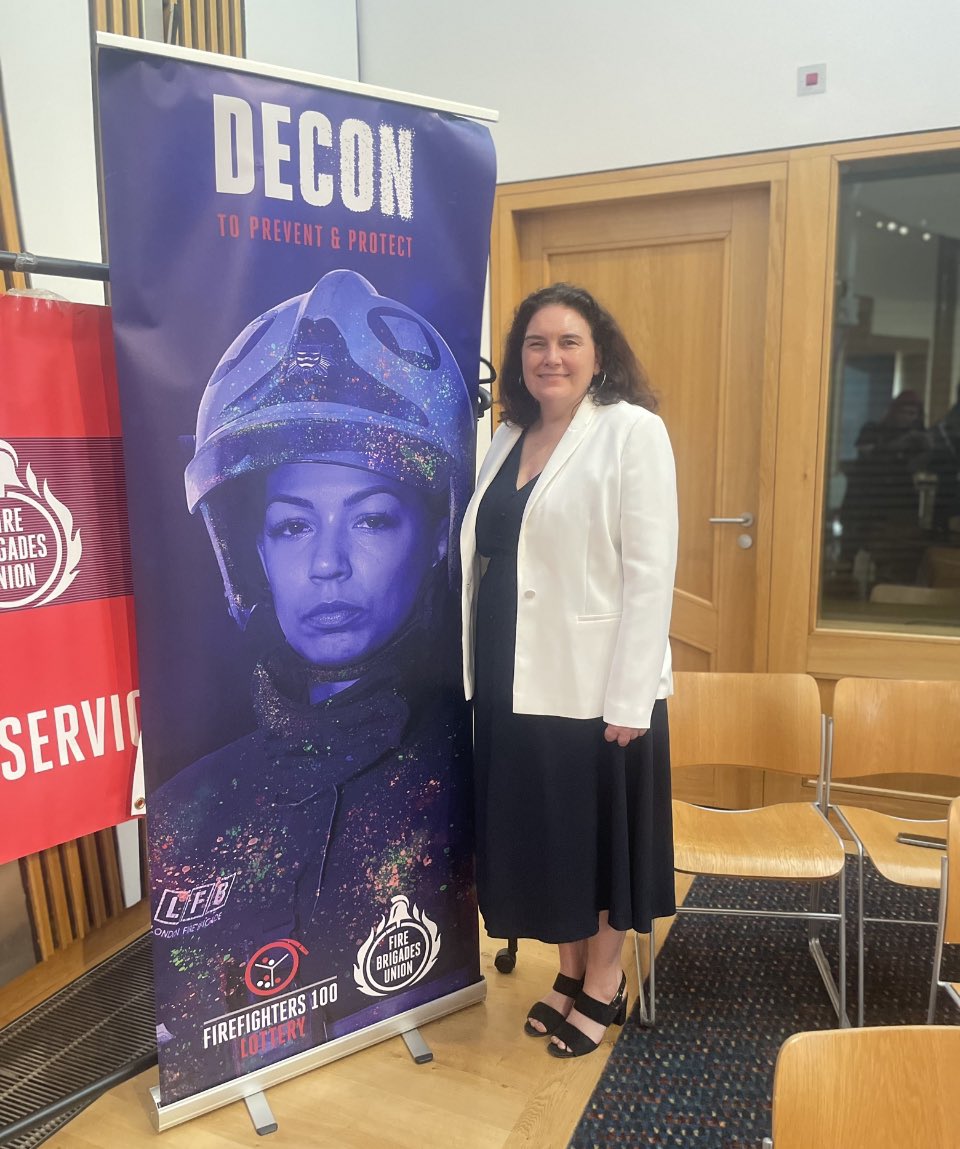 KatySClark's tweet photo. Delighted to welcome firefighters who are fighting for longer maternity leave to the Scottish Parliament. Current leave means women firefighters often return to work too soon & risk exposing babies being breastfeed to contaminates #fightfor52 https://t.co/pqCZP33B3u