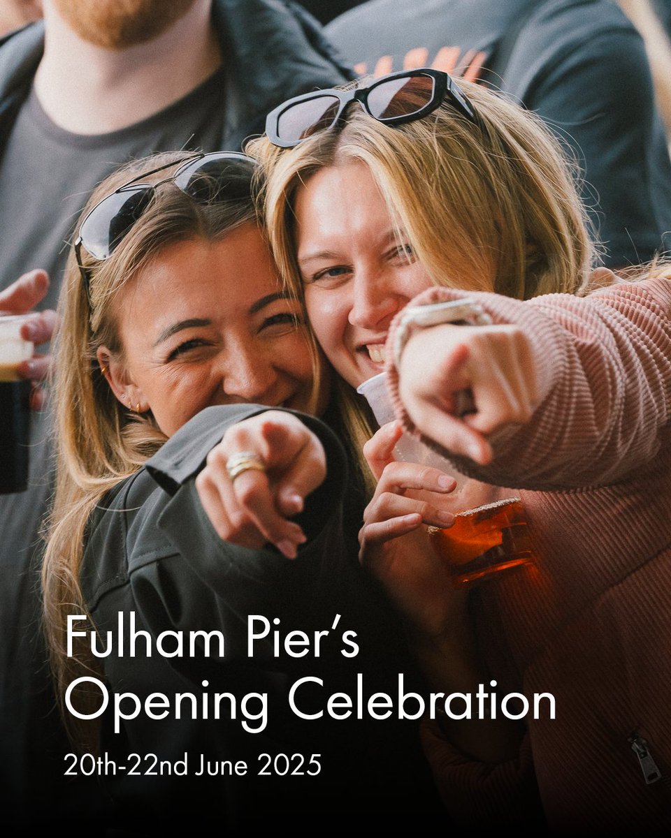 Mark your calendars!

From 20th-22nd June 2025, we’re putting on a big 3-day summer event to celebrate all things Fulham Pier.

Expect riverside views with DJs, family fun, giveaways, interactive art, local flavours and plenty of surprises.

Find out more: fulhampier.com/whats-on/event…