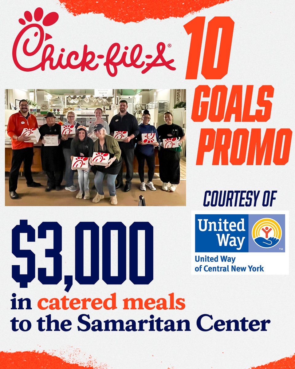 Syracuse Athletics (@cuse) on Twitter photo Every time <a href="/CuseMLAX/">Syracuse Men’s Lacrosse</a> and <a href="/CuseWLAX/">Syracuse Women's Lacrosse</a> scored 10+ goals at home this season, our partners @cfacicero donated $200 to the @uwcny! Through this initiative, $3,000 in boxed meals were recently delivered to the Samaritan Center. Thank you Chick-fil-A and United Way! Every time <a href="/CuseMLAX/">Syracuse Men’s Lacrosse</a> and <a href="/CuseWLAX/">Syracuse Women's Lacrosse</a> scored 10+ goals at home this season, our partners @cfacicero donated $200 to the @uwcny! Through this initiative, $3,000 in boxed meals were recently delivered to the Samaritan Center. Thank you Chick-fil-A and United Way!