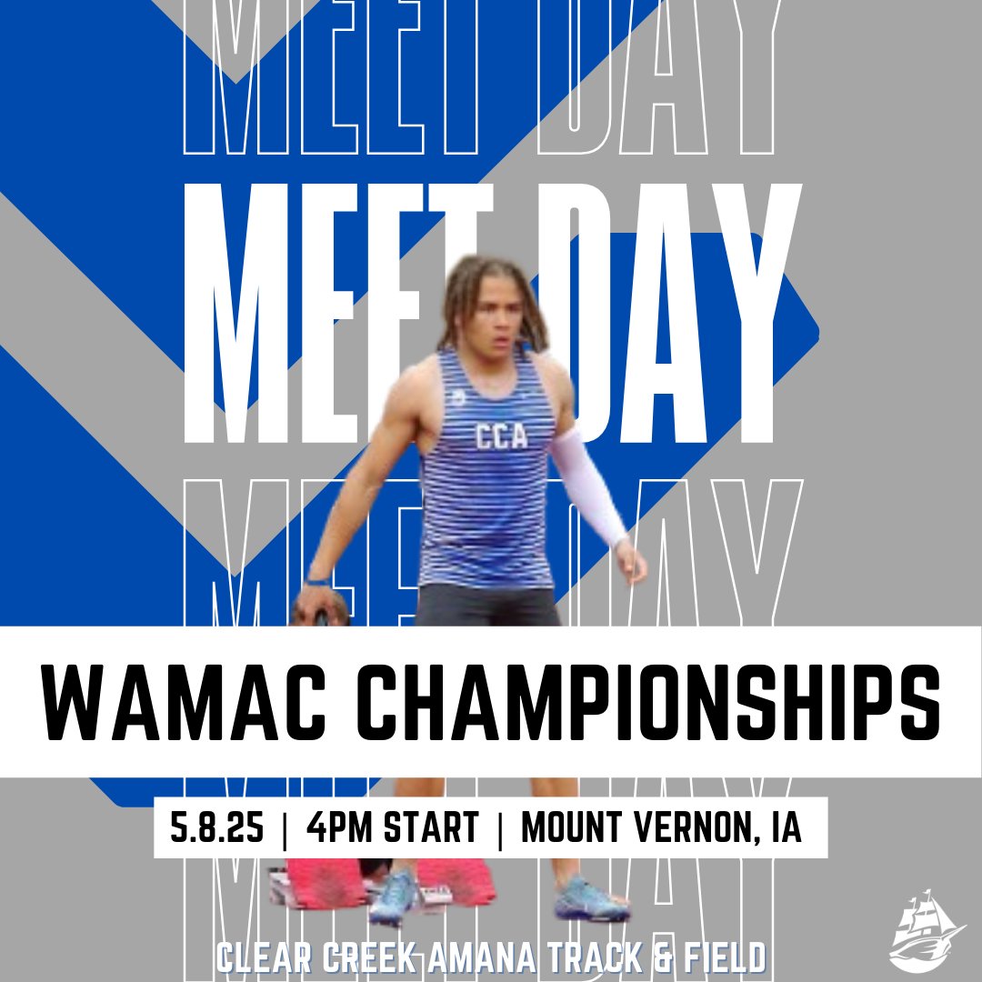 🔵⚪️IT'S A #CCATF MEET DAY⚪️🔵

🏆 '25 #WAMAC Championships 
📍 Parsons Complex, Mount Vernon
⏰ 4pm Field Events | 4:45 Track Start
💻 Meet Program / Live Results: live.kauderraceresults.com/meets/51642