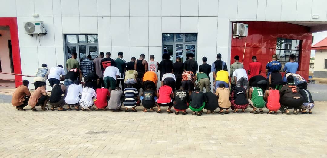 officialEFCC's tweet photo. EFCC Arrests 98 Suspected Internet Fraudsters in Enugu, Kwara

Operatives of the Enugu Zonal Directorate of the Economic and Financial Crimes Commission, EFCC have arrested 51 suspected internet fraudsters, while those of Ilorin Zonal Directorate have arrested 47.

The Enugu suspects, made up of three females and 48 males were arrested in Premier Layout area of the state capital. Items recovered from them include 18 luxury cars, laptop computers and high grade mobile phones.

The Ilorin 47 were picked up along Awolowo Road, Tanke, and Harmony Estate areas of the city as well as in Ganmo and Amoyo in the Ifelodun Local Government Area of the state. Items recovered from them include 10 luxury cars, 74 high grade mobile phones, 18 laptop computers, and a motorcycle.

Both arrests followed credible intelligence that linked the suspects to fraudulent internet activities. They will be charged to court as soon as investigations are concluded.