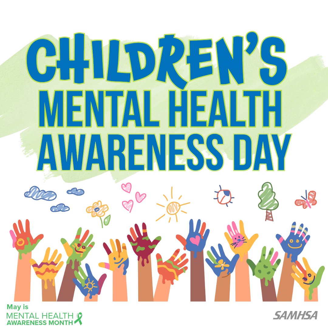 #ChildrensMentalHealthAwarenessDay Positive mental health is essential for kids - reaching milestones, learning healthy social skills &amp; coping when there are problems. Bring awareness! samhsa.gov/observances/na… #AwarenessDay <a href="/QMSGriffins/">Quioccasin Middle School</a> <a href="/QMSPTSO/">Quioccasin Middle School PTSO</a>