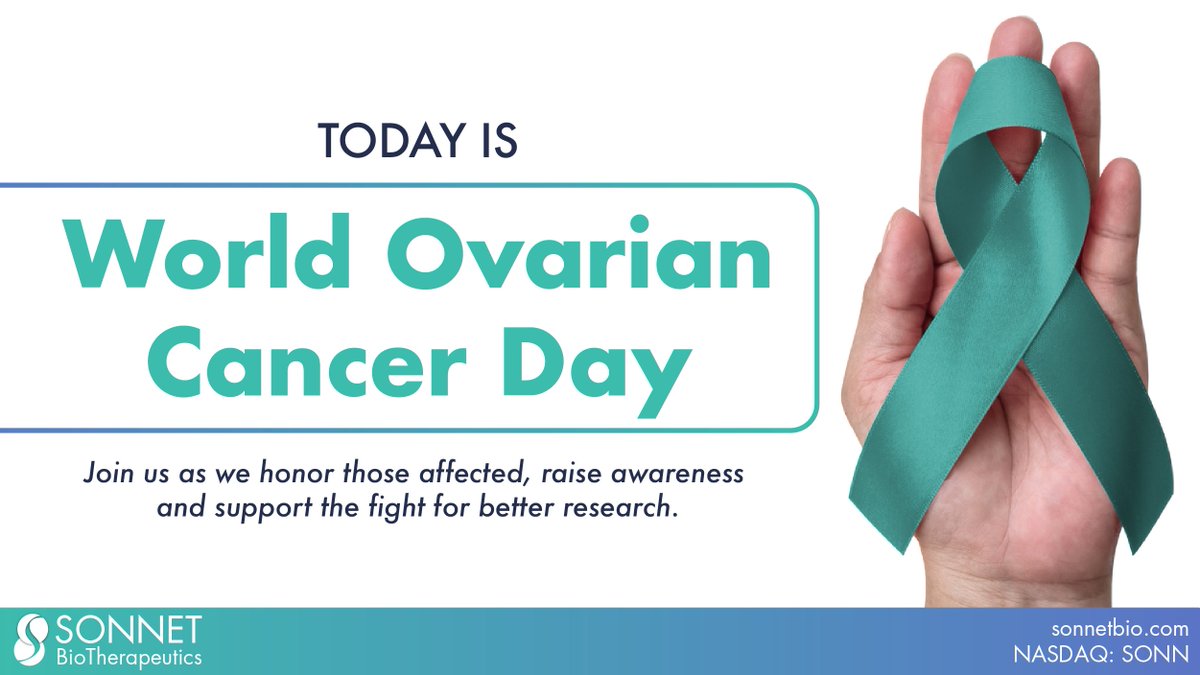 SonnetBio's tweet image. Today is World Ovarian Cancer Day—a time to honor those affected, raise awareness and support the fight for better research and outcomes. Let’s get involved and make a difference.

Learn more: bit.ly/3YUIUHZ 
$SONN #Oncology #SolidTumors #NHWM