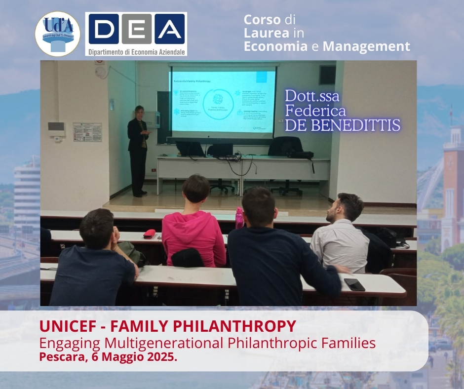 StudioTorcello's tweet photo. Pescara, 6 05 2025
Università D'Annunzio Ch-Pe. D.E.A.
Corso di Laurea in Economia e Management.

Su invito del Prof. Alfredo De Massis, l’Avv. Davide Torcello e la Dott.ssa Federica De Benedittis hanno tenuto lezione su:
- PROPERTY FUND AND TRUST
- UNICEF_Family Philanthropy https://t.co/fYFBWlqOle