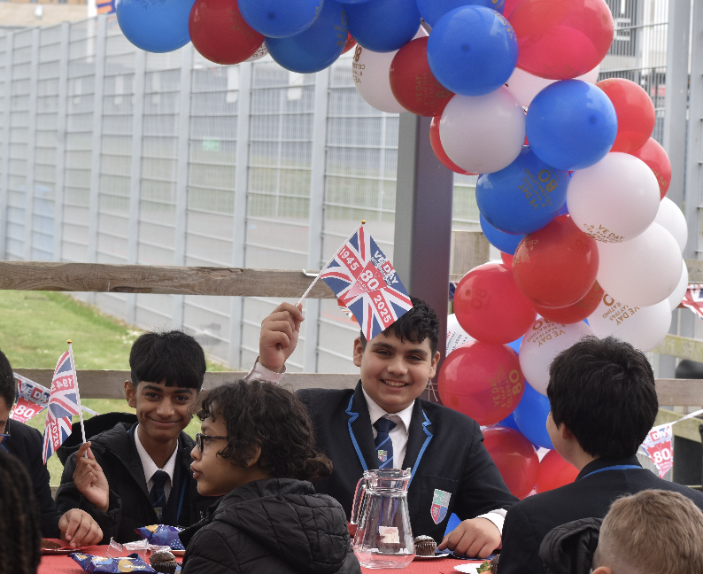 ChilternA's tweet photo. Celebrating 80 years of VE Day at school with afternoon tea! 🇬🇧 A time to reflect on the sacrifices made for peace and to honor those who paved the way for a brighter future. https://t.co/31cvmCfcbn