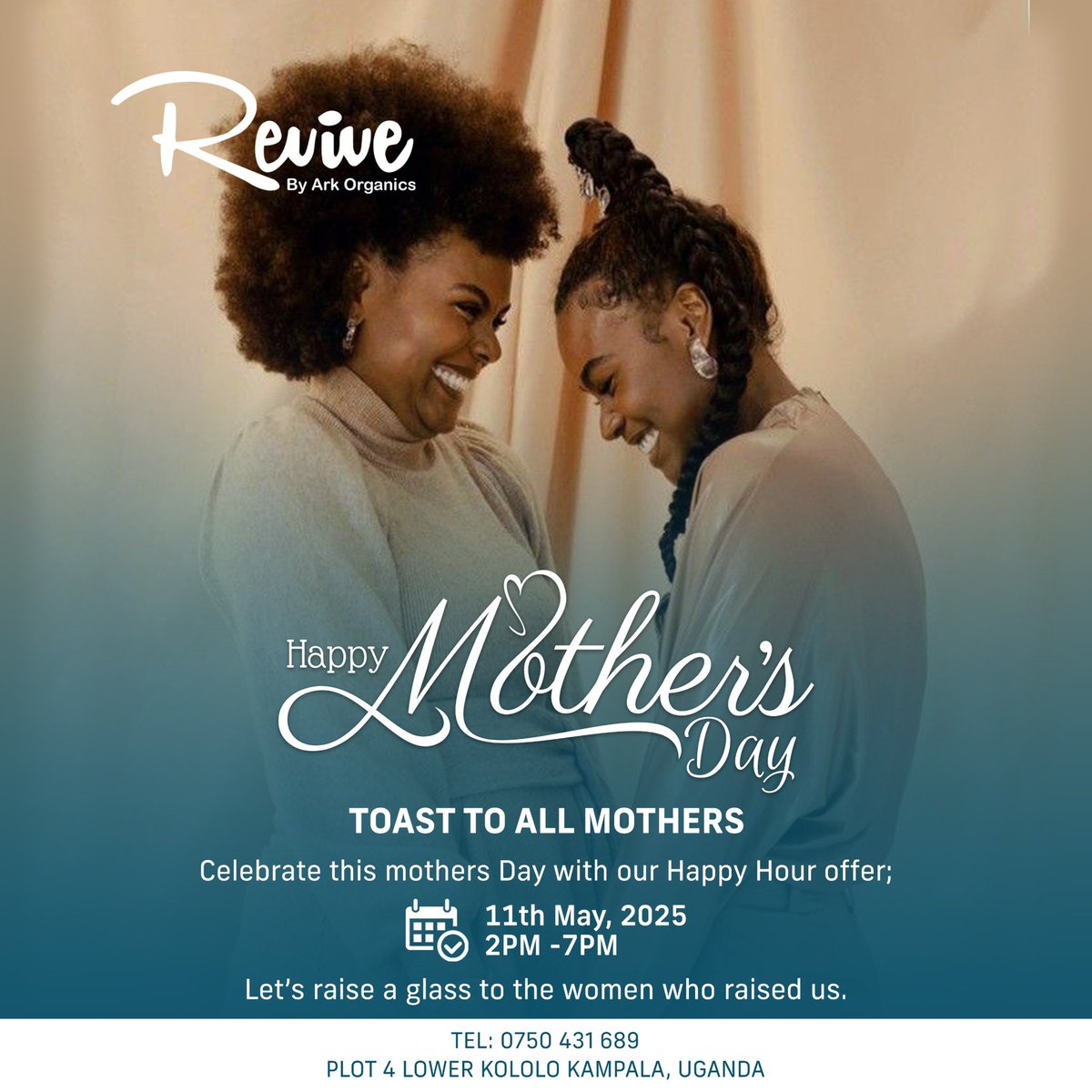 Celebrate the queens in your life with love, laughter, and a glass in hand at Revive. Join us for a special Happy Hour with your mum and loved ones because they deserve nothing less.

📞+256750431689
📍Plot 4, Lower Kololo Terrace

#MothersDay #CelebrateAtRevive #HappyHourLove