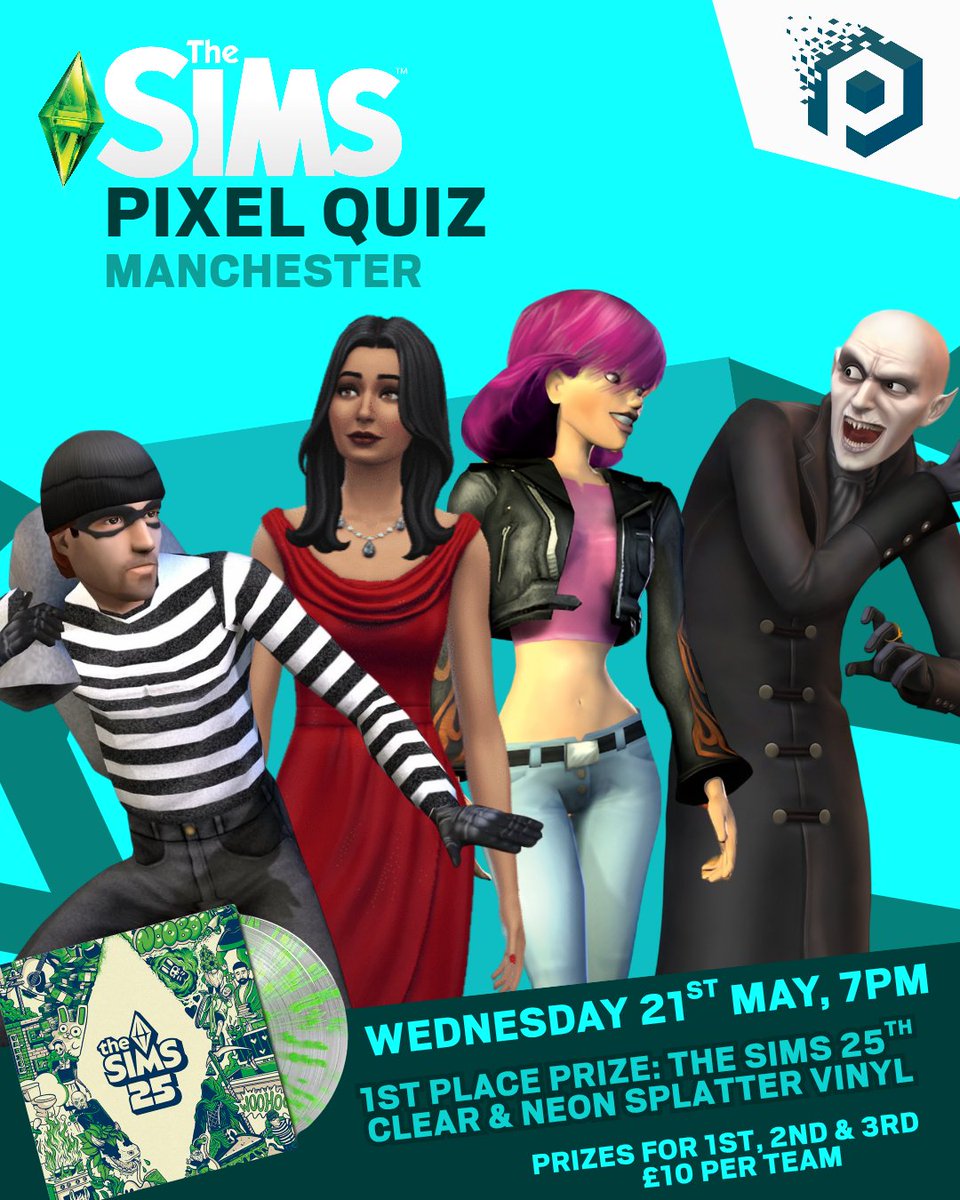 Sul Sul! 👋

Manchester, we're celebrating one of our favourite games, The Sims! 

If you haven't been to our themed quizzes before, we'll have one round dedicated to all things Sims and the rest will be general gaming knowledge with a Sims twist!