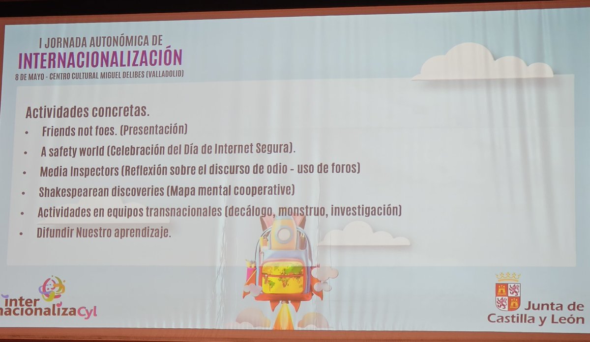 CFiE de Miranda de Ebro (@cfiemiranda) on Twitter photo I Jornada Autonómica de Internacionalización
#internacionalizaCyL
Buenas Prácticas en Internacionalización II:
"The Montagues and the Capuletes",
Premio nacional eTwinning 2024 <a href="/colsangregorio/">LA MENNAIS AGUILAR DE CAMPOO</a>, <a href="/javiramossancha/">Javier Ramos Sancha</a>
#formaciónCyL I Jornada Autonómica de Internacionalización
#internacionalizaCyL
Buenas Prácticas en Internacionalización II:
"The Montagues and the Capuletes",
Premio nacional eTwinning 2024 <a href="/colsangregorio/">LA MENNAIS AGUILAR DE CAMPOO</a>, <a href="/javiramossancha/">Javier Ramos Sancha</a>
#formaciónCyL