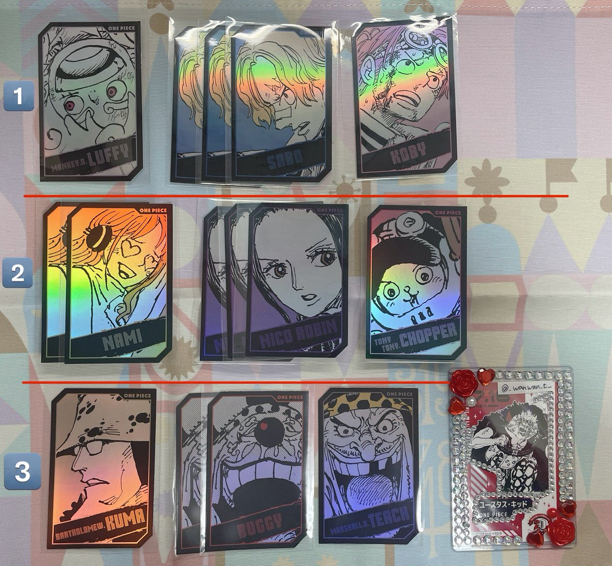 【譲渡】ONE PIECE ワンピース ホロカード ホロカ

譲）ルフィ/ニカ,サボ,コビー,ナミ,ロビン,チョッパー,くま,バギー,ティーチ

求）¥275/点(+送料)

☑︎郵送or位置情報にてお手渡し可

▽条件
1️⃣→同数4️⃣(なくなり次第3️⃣)も併せてお迎えください
2️⃣3️⃣→単体譲渡可

宜しくお願い致します💫