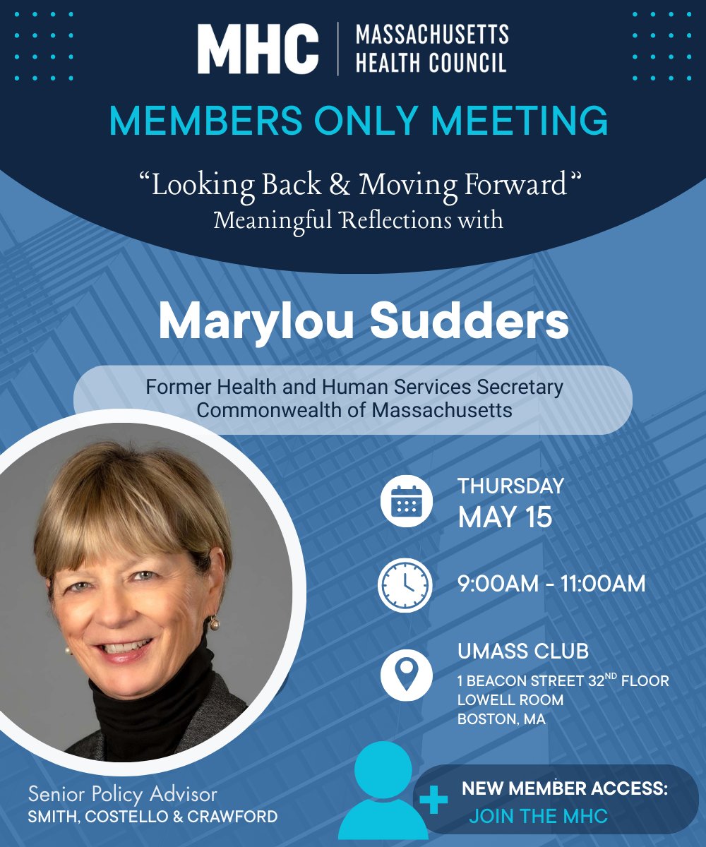 Come network and learn about Marylou's leadership journey, highlights &amp; lowlights of COVID, Trump Administration 1.0 vs. 2.0, dismantling the stigma around mental health and substance use disorder, vulnerabilities within our health care, and looking ahead.
