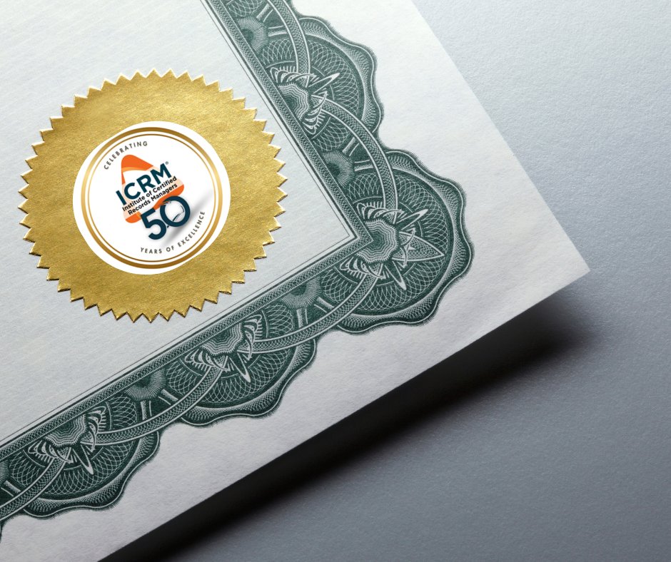 Ready to take the next step in your career? Join your peers and get certified with the ICRM.

Apply now: bit.ly/3kP40nx
#ICRM #GetCertified #CareerAdvancement #RecordsManagement