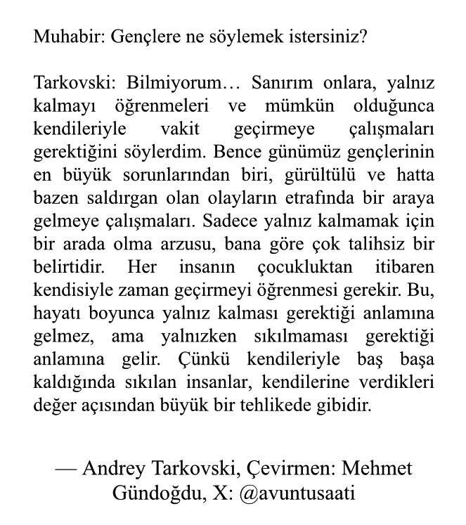 avuntusaati's tweet photo. Yönetmen Andrey Tarkovski’nin yalnızlığa bakış açısı. https://t.co/Z6I2D5Vz5n