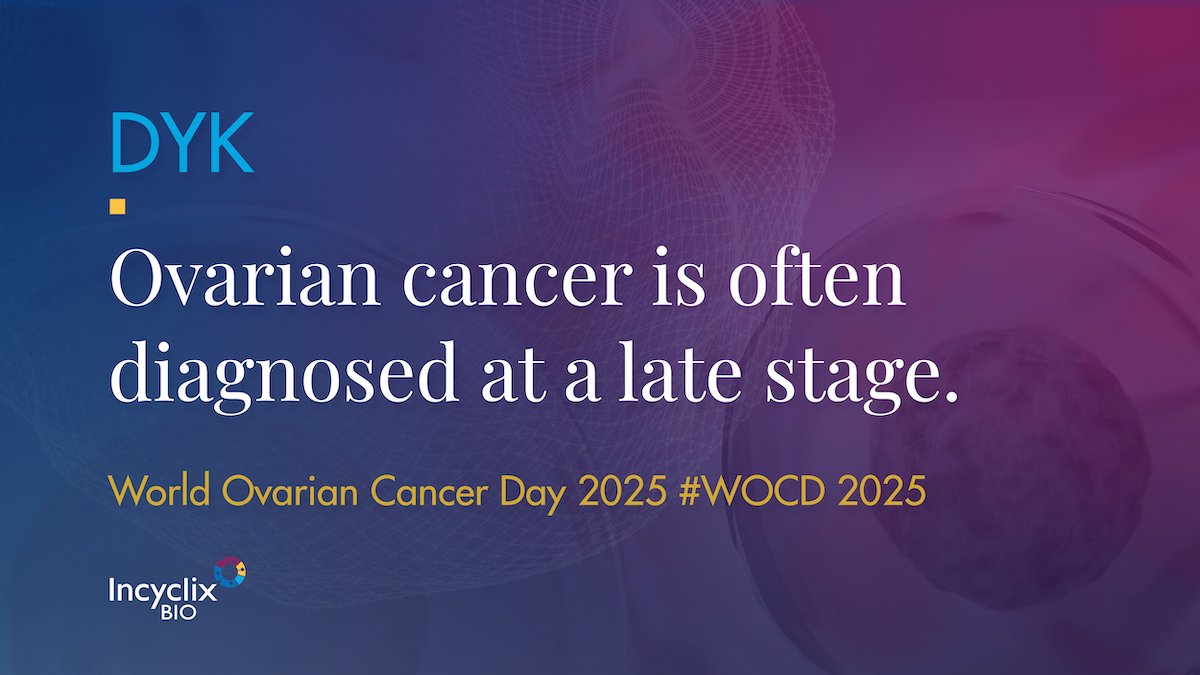 With no #ovariancancer early test or reliable screening, awareness is vital. We’re devoted to helping everyone #KnowOvarian for #WOCD2025 and with the INX-315 Fast Track designation, we're closer to advancing care for platinum-resistant ovarian cancer. ➡️ incyclixbio.com/patients/