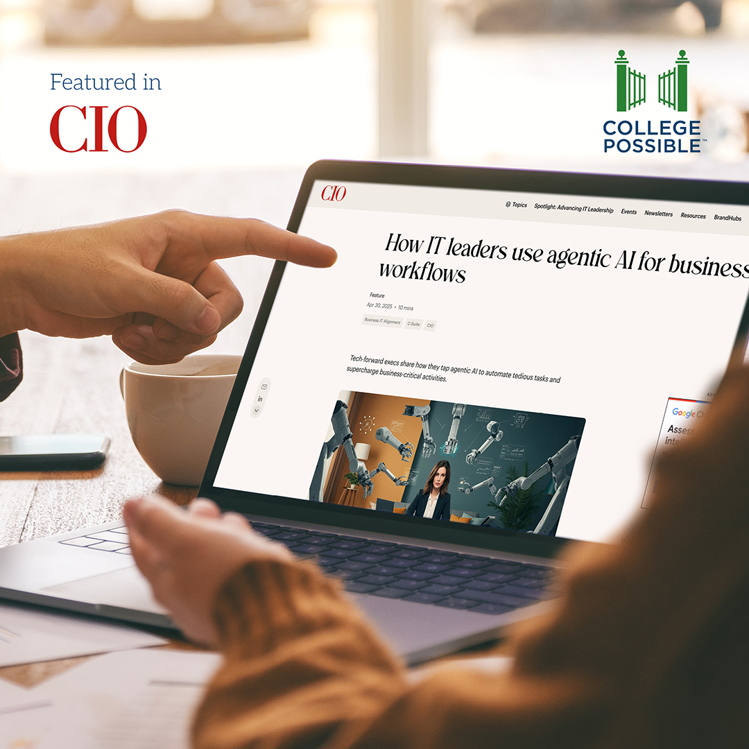 Agentic AI is transforming how we work—and at College Possible, it's helping our coaches focus more on meaningful student interactions. Hear from our CEO, Siva Kumari, in <a href="/CIOonline/">CIO.com</a> on how we’re using AI to make advising faster and more personal: cio.com/article/396687… #EdTech