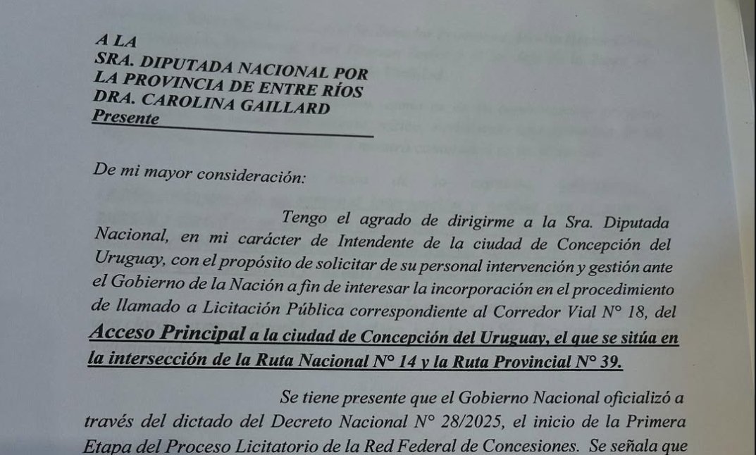Gestiones para Concepción del Uruguay 👇

Nos reunimos con el Intendente <a href="/JoseLauritto/">José E. Lauritto</a> para hablar de un tema preocupa a todos los entrerrianos que es el estado de las rutas. Especialmente de la autovia 14, que a partir de finalizar la concesión de la empresa CRUSA, se encuentra