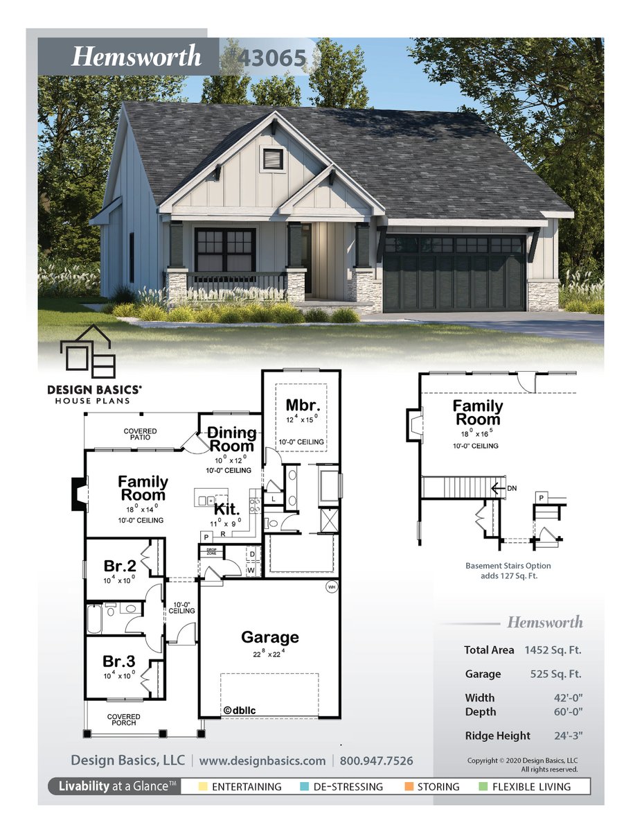 DesignBasicsLLC's tweet image. 43068 Hemsworth Place

This quaint, craftsman-inspired home plan offers wonderful amenities in a compact format. 

1452 SF
1 Story
3 Bed
2 Bath
Garage Spaces 2
Width: 42'

bit.ly/3BSkVkI
 
#craftsmanhomeplans #floorplans #floorplan #houseplan #homeplan #dreamhome