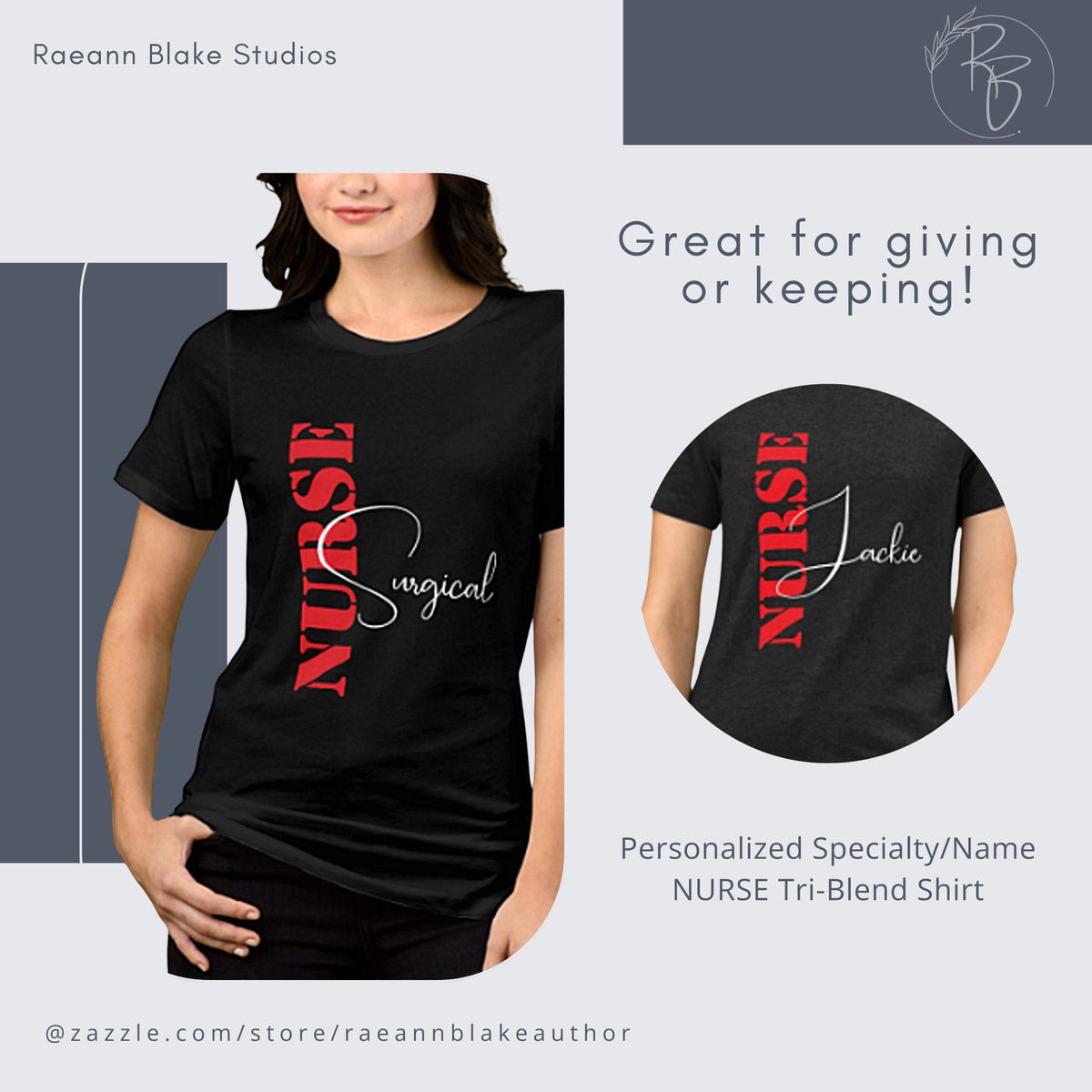 RaeannBlake's tweet image. Personalized Specialty/Name NURSE Unisex T-Shirt
zazzle.com/personalized_s…

An exclusive new style from Raeann Blake Studios created in honor of Nurses Week. We literally owe you our lives. I thank you.

#zazzlemade #exclusivedesign #nursesweek2025 #thankyounurses @UTSWMedCenter