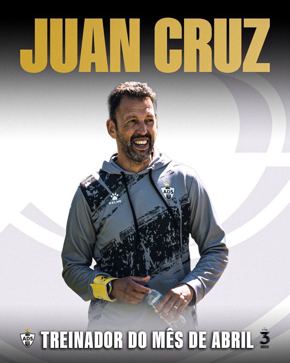 Não podia ser de outra forma 😍

Com um registo 100% vitorioso em abril, Juan Cruz foi eleito o 𝐓𝐫𝐞𝐢𝐧𝐚𝐝𝐨𝐫 𝐝𝐨 𝐌𝐞̂𝐬 da #Liga3 👏

#ADS #PuroFutebol