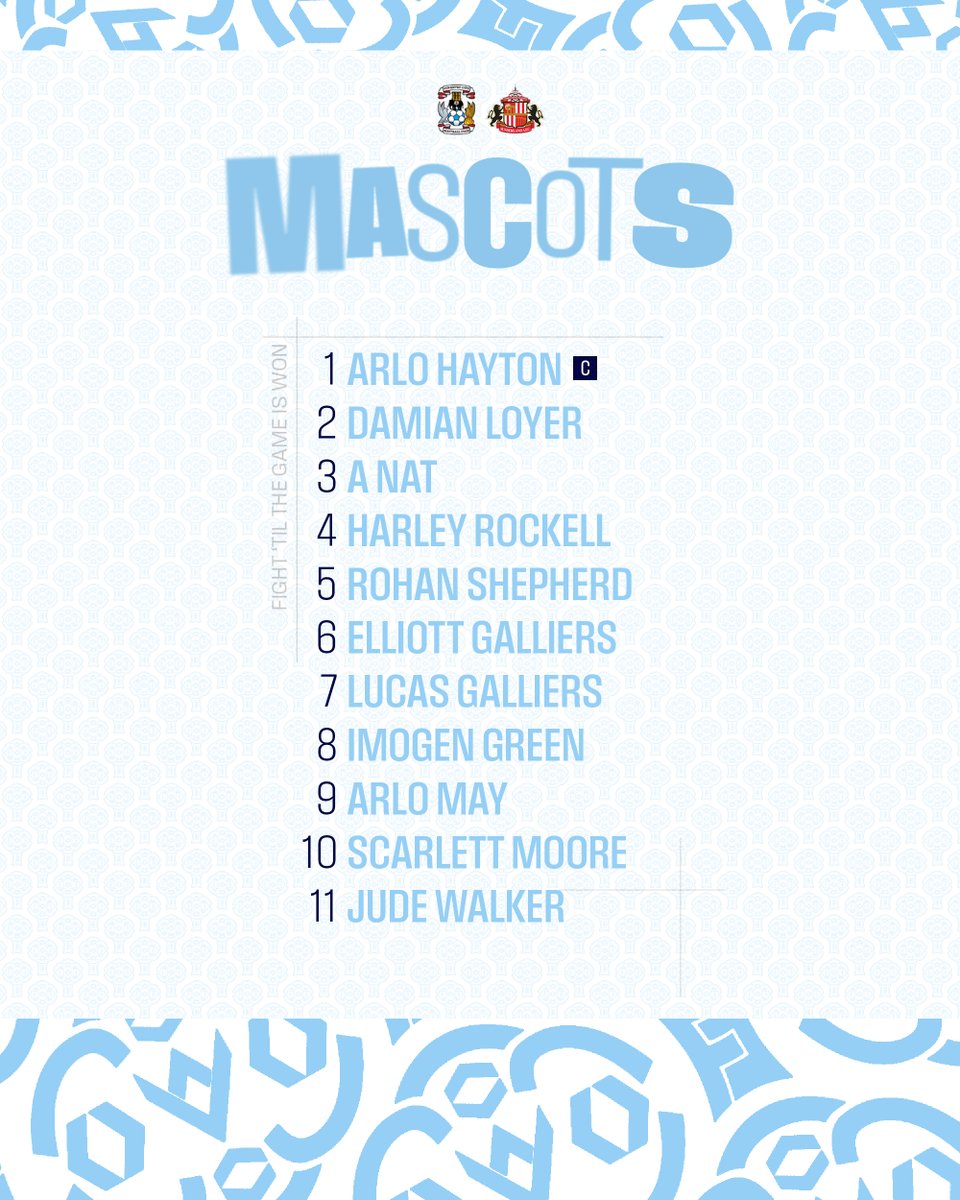 ccfcSSO's tweet image. 🩵⚽️ Here's our brilliant MASCOT lineup for today's Play-Off Semi-Final fixture against @SunderlandAFC! Enjoy every second, kids! #PUSB