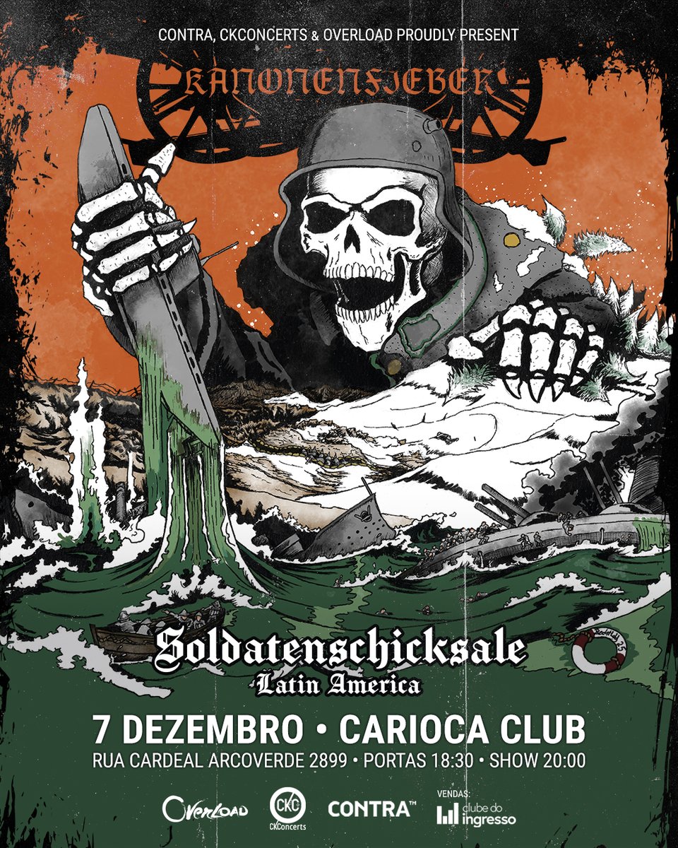 Overload orgulhosamente apresenta: Kanonenfieber pela primeira vez no Brasil! 

Ingressos à venda amanhã, 9 de maio, às 11h pelo Clube do Ingresso. Link na bio.