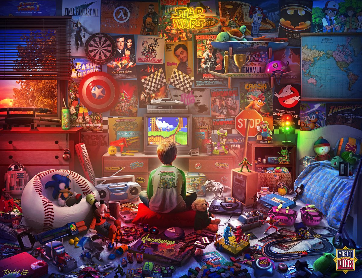 I’ve teamed up with MasterPieces Puzzles to bring some of my nostalgic artworks to life as real puzzles!
This first piece is a tribute to every kid who grew up surrounded by video games, action figures, and VHS magic.
Stay tuned. I'll be sharing each puzzle from the collection