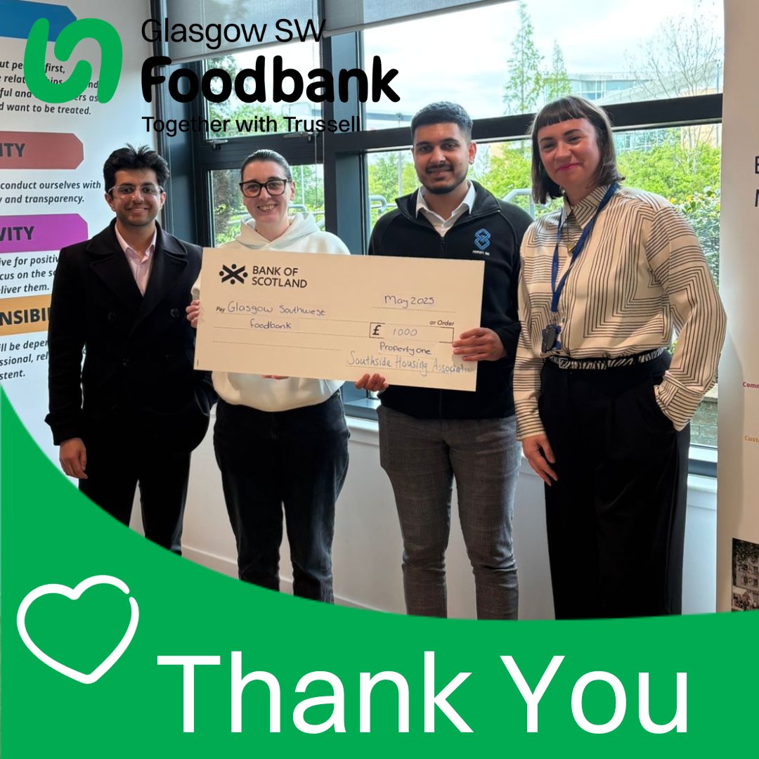 Thank You Thursday this week goes to Rohan and Arnav from Property One, we're a bit late due to technical issues 😵‍💫

They linked up with us through Southside Housing Association's Community Benefit Fund and donated £1,000 🥳 

Thank you so much for your donation and support 💚