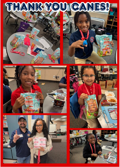 Our second graders in Ms. Scott's class are celebrating their tasty victory! Thanks to their incredible fundraising efforts, they earned a special Raising Canes lunch feast yesterday. A big shoutout to Raising Canes for treating our superstar students, you made their day special!