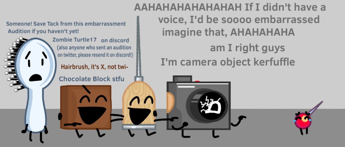 ZombieTurtle17's tweet image. Cor, ip and DVD have all been cast! poor little tackothy tackers still has no vocal cords!!! eek! If you haven't already, audition for Tack! (Also anyone who sent an audition on Twitter, please resend it on Discord it's just easier) QUICKLY! BEFORE TACK CRIES! #objectkerfuffle
