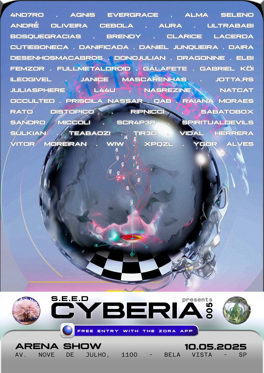 seed.computer (@seed_dao) on Twitter photo ᴄʏʙᴇʀɪᴀ 005 by <a href="/SEED_dao/">seed.computer</a> (10.;05)
Além dos DJs, mais de 40 artistas apresentarão suas obras em uma instalação imersiva composta por 15 televisores, proposta por <a href="/cebolander/">₵ɆɃØⱠΛИĐɆⱤ</a>
Supported by <a href="/zora/">Zora</a> ᴄʏʙᴇʀɪᴀ 005 by <a href="/SEED_dao/">seed.computer</a> (10.;05)
Além dos DJs, mais de 40 artistas apresentarão suas obras em uma instalação imersiva composta por 15 televisores, proposta por <a href="/cebolander/">₵ɆɃØⱠΛИĐɆⱤ</a>
Supported by <a href="/zora/">Zora</a>