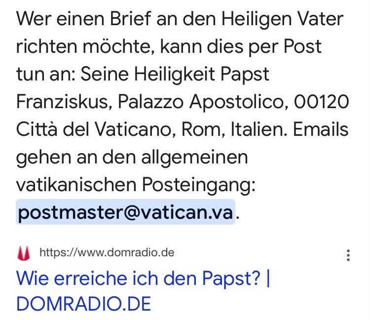 warum ist die emailadresse vom papst eigentlich nicht urbi@orbi?