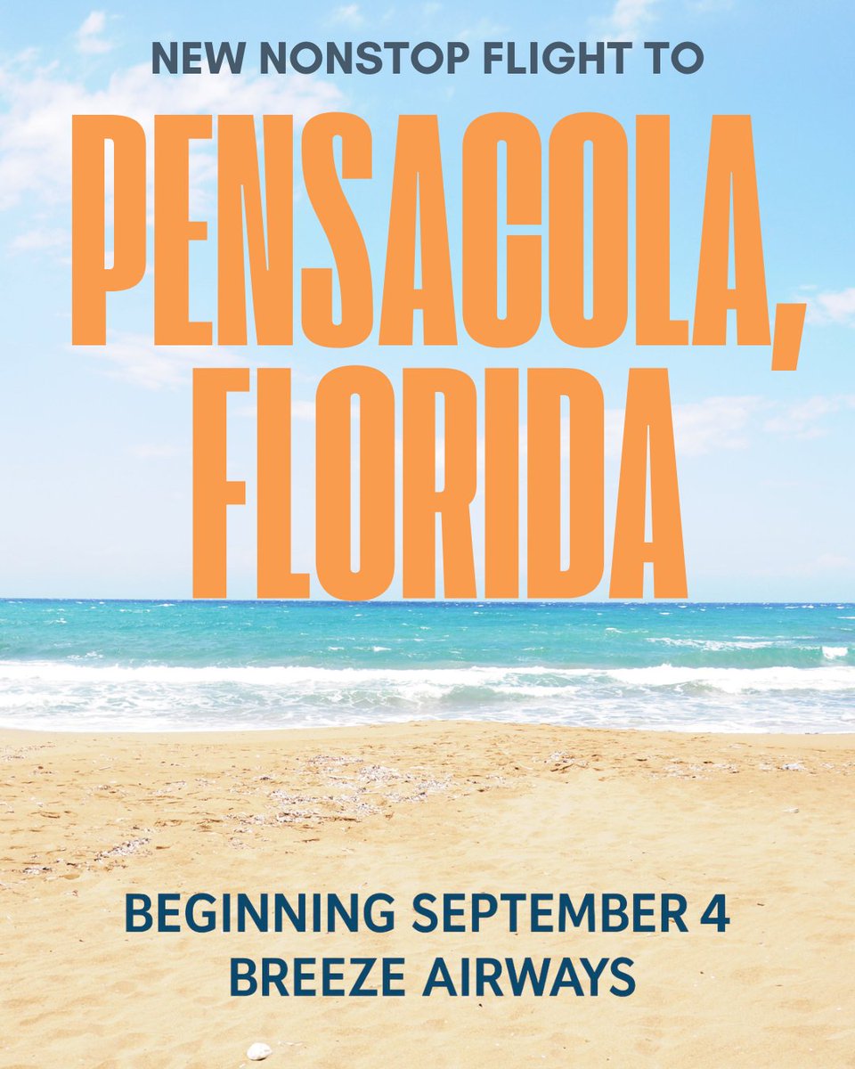 Hey NWA, beach days just got easier!!! Starting September 4, Breeze Airways will offer nonstop flights from XNA to Pensacola, Florida—flying Thursdays and Sundays. Start planning your vacation today!!
