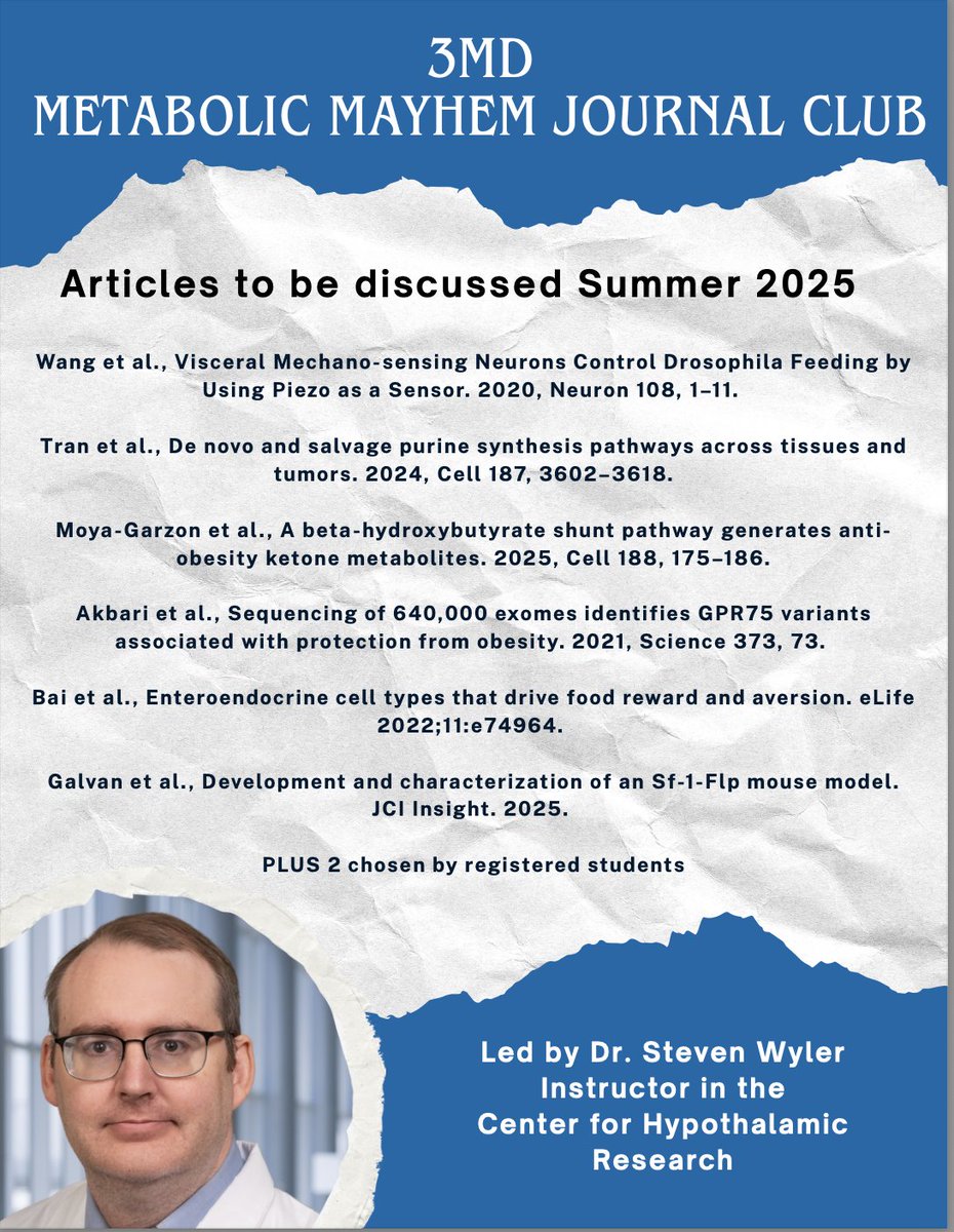 UTSW 3MD Graduate Track (@utsw3md) on Twitter photo It's almost Summertime in Dallas -- why not enroll in <a href="/UTSW3MD/">UTSW 3MD Graduate Track</a>'s Metabolic Mayhem Journal Club? See details below - Moderator: Dr. Steven Wyler. <a href="/UTSWGradSchool/">UTSW Graduate School of Biomedical Sciences</a> <a href="/UTSWmstp/">UT Southwestern MSTP</a> It's almost Summertime in Dallas -- why not enroll in <a href="/UTSW3MD/">UTSW 3MD Graduate Track</a>'s Metabolic Mayhem Journal Club? See details below - Moderator: Dr. Steven Wyler. <a href="/UTSWGradSchool/">UTSW Graduate School of Biomedical Sciences</a> <a href="/UTSWmstp/">UT Southwestern MSTP</a>