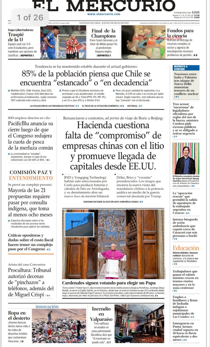 isidoraalcalde's tweet photo. Amazon elige a Chile para invertir US$4 mil millones e instalar aquí un megacentro para toda América Latina. Es una gran noticia, pensé que estaría en la portada de los diarios https://t.co/Npjs92YtIw