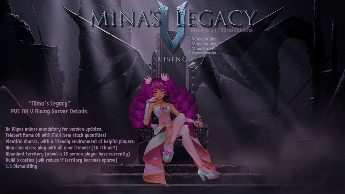 MinachuLive's tweet image. #Giveaway  for 4 Game keys to #VRising  and 4 DLC keys - 🔗on bio for discord/twitch to grab that opportunity before it's gone!  
The game is on BEEG sale right now for just over 17.00 on steam!  Grab it up!! That's a steal!  To join my Public PVE server set clan size to 'any'