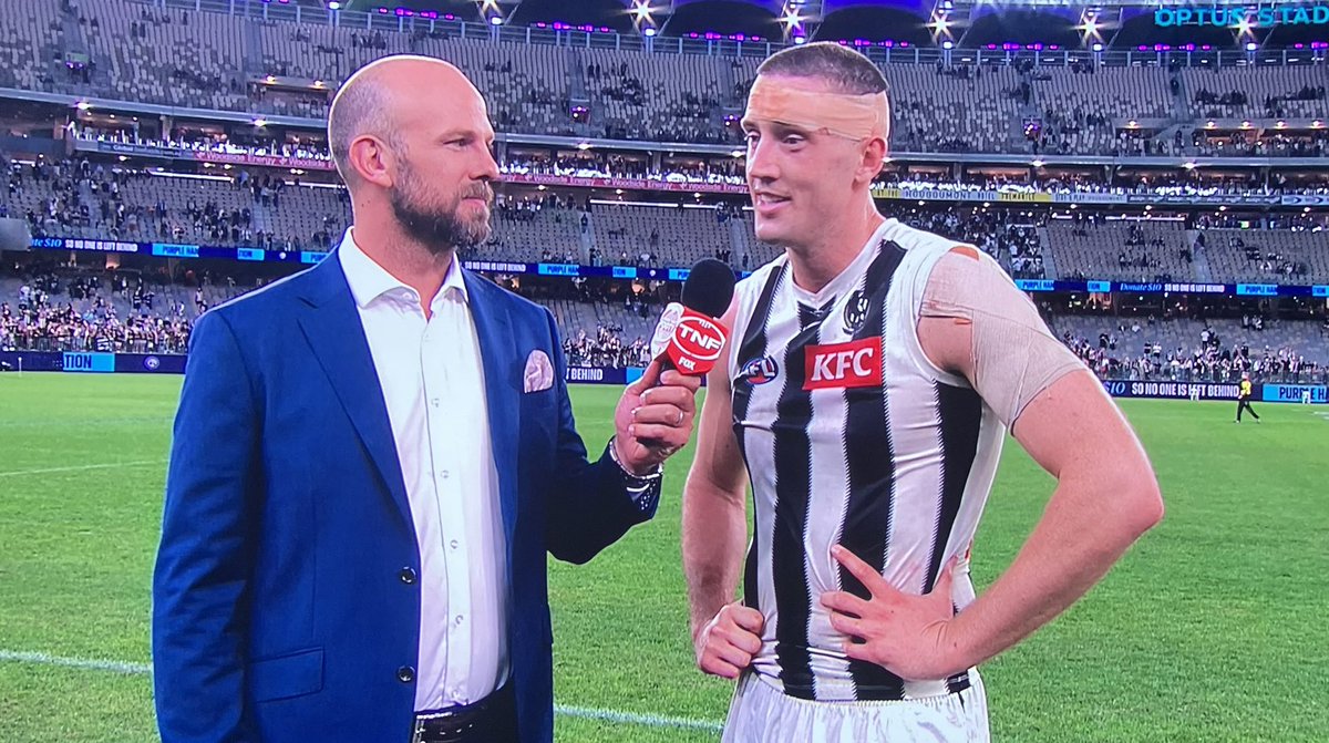 How the hell do you even get a gig on TV for a Collingwood game you self professed Collingwood-hating troll William Schofield? Amazed the club let you interview our ruckman through gritted teeth. Jog along…