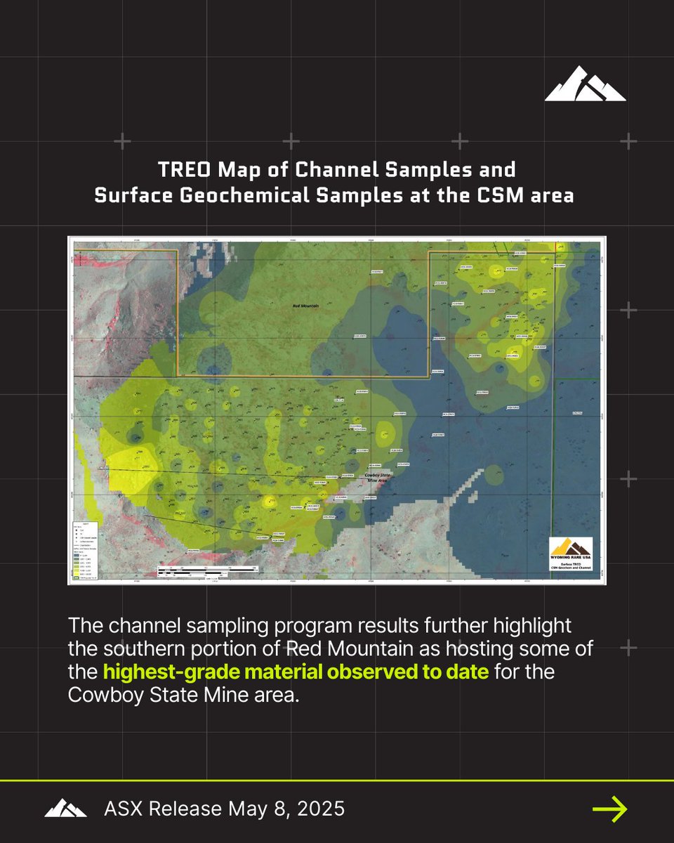 📰 ARR NEWS | Channel Sampling Program Highlights TREO Grades up to 13,651 ppm at Halleck Creek 

American Rare Earths is pleased to report results from a mapping and channel sampling program at the Cowboy State Mine, part of the Halleck Creek Project in Wyoming, U.S.A.