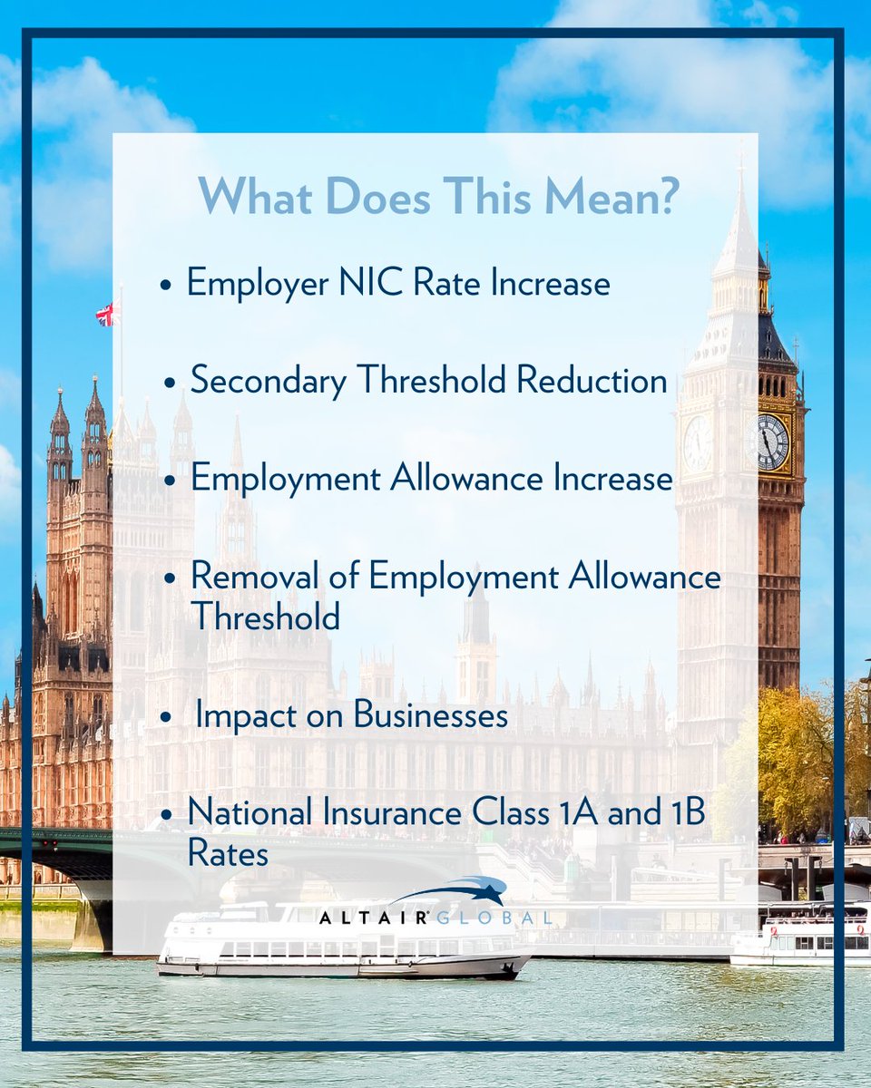 Altair Global (@altairglobal) on Twitter photo Changes to the UK employers’ #NationalInsurance Contributions (NICs) are impacting employers with a Secondary Class 2 NICs liability or employees with earnings of at least £5,000. 🇬🇧🌍
Contact Beverley.Harrison@Altairglobal.com for more information.
#GlobalMobility #Relocation Changes to the UK employers’ #NationalInsurance Contributions (NICs) are impacting employers with a Secondary Class 2 NICs liability or employees with earnings of at least £5,000. 🇬🇧🌍
Contact Beverley.Harrison@Altairglobal.com for more information.
#GlobalMobility #Relocation