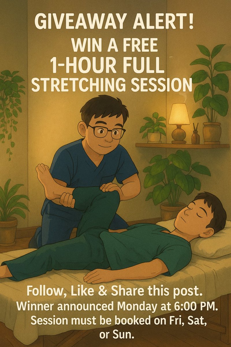 ✨GIVEAWAY ALERT for NURSES!✨
In celebration of Nurses Day, I’m giving back to our amazing frontliners!

Win a FREE 1-HOUR FULL BODY STRETCHING SESSION!
This one’s exclusively for nurses—your dedication deserves to be honored and cared for.

How to join: