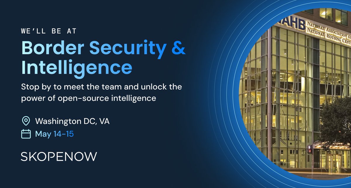 Skopenow is headed to the Border Security Expo next week! The team will be at the National Housing Center, showing how our all-in-one intelligence platform allows teams to scale their investigative capacity without increasing overhead.