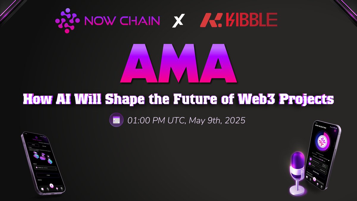 NOWChainX's tweet photo. 📢 NOWChain is joining the conversation!

We’re excited to confirm our participation in an upcoming AMA hosted by @KibbleExchange  

🗓️ Topic: How AI Will Shape the Future of Web3 Projects

🕐 Time: 01:00 PM UTC – May 9th, 2025

This is your chance to explore how AI is reshaping the decentralized future — and how NOWChain is leading that transformation🤖

🎙️ Stay tuned and get your questions ready!

Mark your calendar, see you there 👋