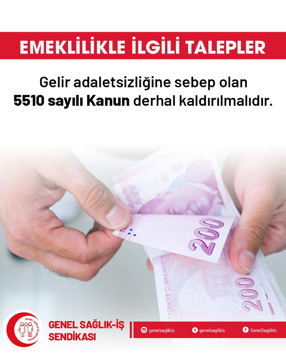 EMEKLİLİKLE İLGİLİ TALEPLER

Gelir adaletsizliğine sebep olan 5510 sayılı Kanun derhal kaldırılmalıdır.

#5510 #emeklilikleilgilitalepler #GenelSağlıkİş