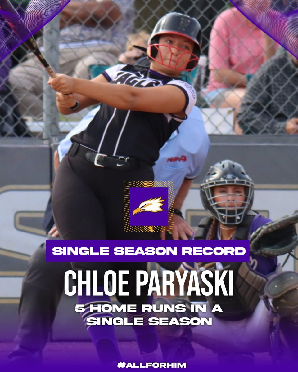 PcaSoftball's tweet image. With her 5th home run of the season against South Lyon East on Tuesday, Chloe Paryaski breaks the single season home run record for PCA Softball!

**The previous record was 4, held by 2024 grad Soleil Weaver. 

🦅🦅

#PCAAthletics
#GoEagles
#ALLFORHIM