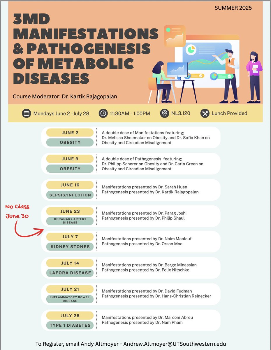 UTSW 3MD Graduate Track (@utsw3md) on Twitter photo This Summer's installment of "Manifestations & Pathogenesis of Metabolic Diseases" Course sponsored by 3MD. A new set of Metabolic Diseases. A new set of professors. A new set of <a href="/UTSW3MD/">UTSW 3MD Graduate Track</a> students. All students welcome. Please register.... <a href="/UTSWGradSchool/">UTSW Graduate School of Biomedical Sciences</a> This Summer's installment of "Manifestations & Pathogenesis of Metabolic Diseases" Course sponsored by 3MD. A new set of Metabolic Diseases. A new set of professors. A new set of <a href="/UTSW3MD/">UTSW 3MD Graduate Track</a> students. All students welcome. Please register.... <a href="/UTSWGradSchool/">UTSW Graduate School of Biomedical Sciences</a>