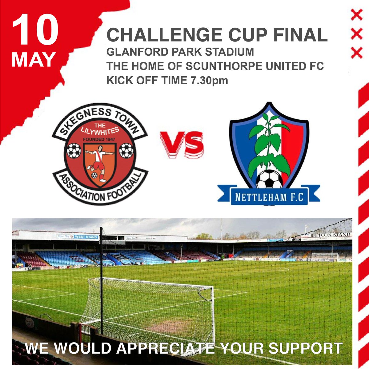 𝐂𝐇𝐀𝐋𝐋𝐄𝐍𝐆𝐄 𝐂𝐔𝐏 𝐅𝐈𝐍𝐀𝐋 𝐂𝐎𝐔𝐍𝐓𝐃𝐎𝐖𝐍
Just over 48 hours until the big kick off for our Challenge Cup Final at Scunthorpe United's Glanford Park.
We would love your support, thank you. And there are still seats left on the coach if you need one.