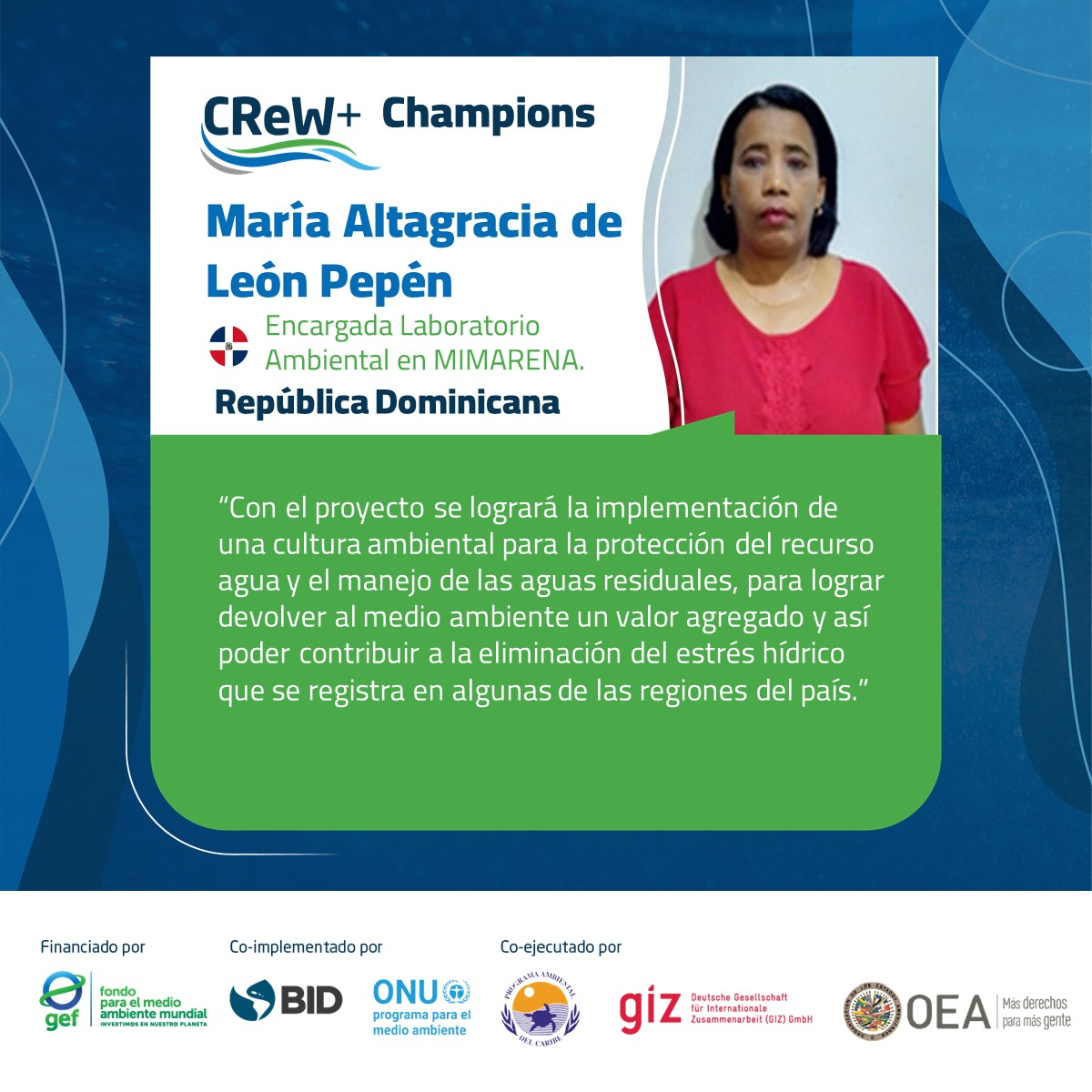 GEF CReW+ Project (@gef_crew) on Twitter photo ¿Cómo lidiar con la crisis climática y el estrés hídrico? María de León Pepén, GEF CReW+ Champion en <a href="/AmbienteRD/">Ministerio de Medio Ambiente RD</a> habla de los avances en Santiago de los Caballeros.
🔗Artículo completo: tinyurl.com/ysjztn4x
🇩🇴Más sobre República Dominicana youtube.com/watch?v=qaFkUz… ¿Cómo lidiar con la crisis climática y el estrés hídrico? María de León Pepén, GEF CReW+ Champion en <a href="/AmbienteRD/">Ministerio de Medio Ambiente RD</a> habla de los avances en Santiago de los Caballeros.
🔗Artículo completo: tinyurl.com/ysjztn4x
🇩🇴Más sobre República Dominicana youtube.com/watch?v=qaFkUz…