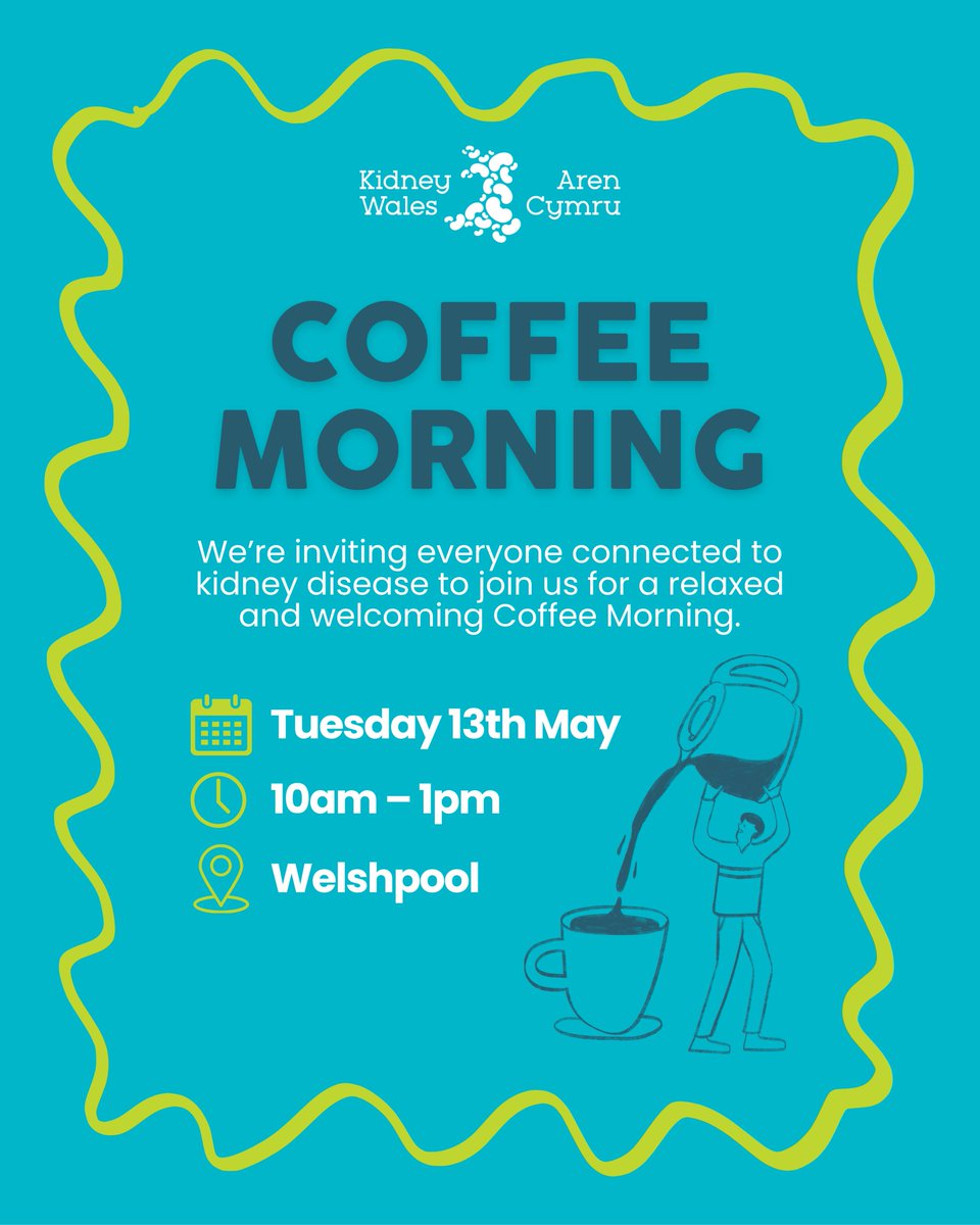 Join Us for a Kidney Coffee Morning in Welshpool!☕

Come along, bring a friend, and help make a difference!

⏱️ 10am - 1pm
📍Seminar Room, Welshpool Dialysis Unit, Welshpool Hospital

kidneywales.cymru/events/join-us…
