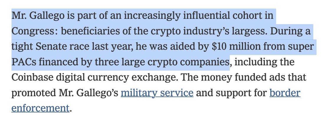 Democrat hypocrisy EXPOSED: Sen. Ruben Gallego benefitted from $10 million from the crypto community in his tight election race in November because he said he was pro-crypto.

Now as a Senator, he is about to knife the crypto community: He used to support the GENIUS Act but now